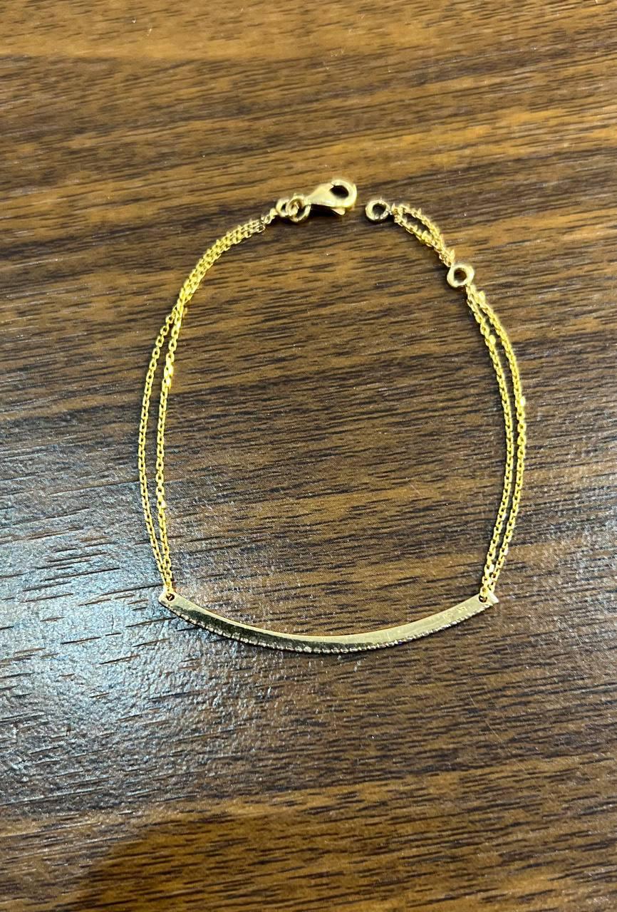 Classic Diamond Line Bar Statement 18K Gold Chain Minimalistic Dainty Bracelet Pour femmes en vente
