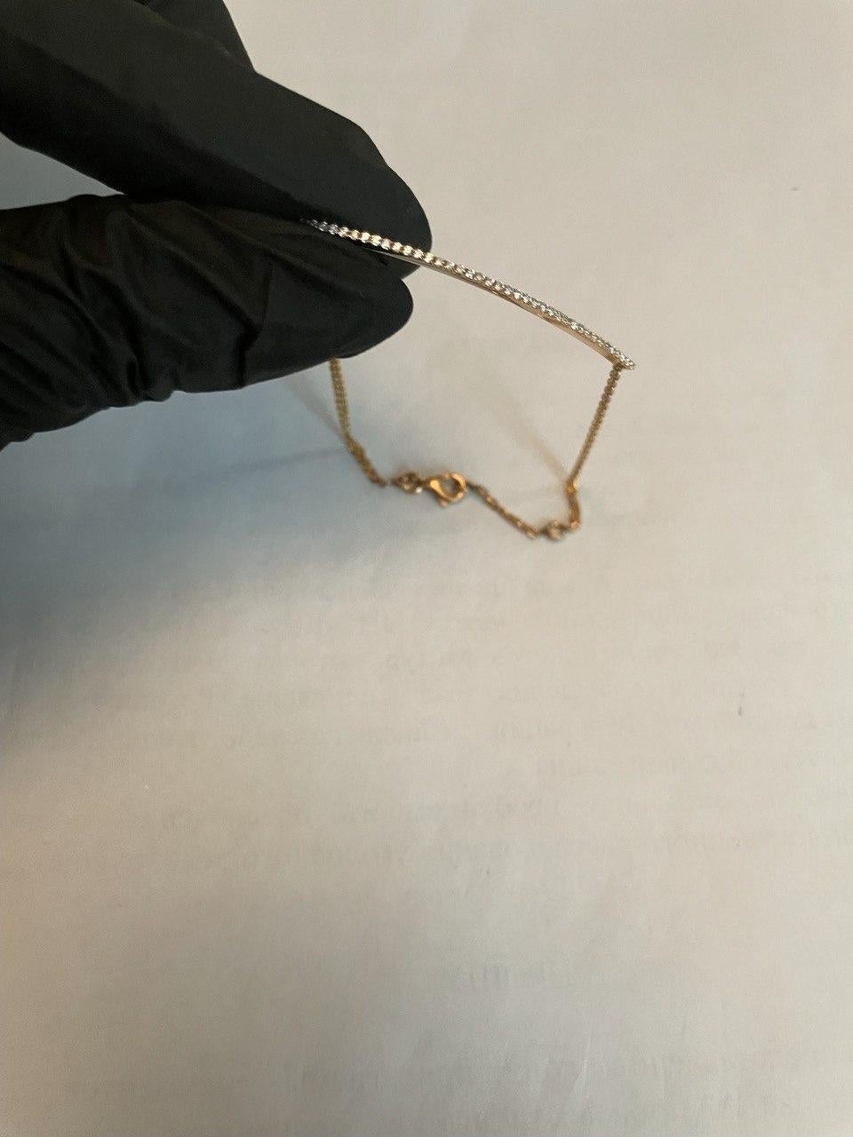Classic Diamond Line Bar Statement 18K Gold Chain Minimalistic Dainty Bracelet en vente 1