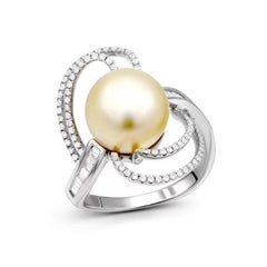 Classic Diamond Mother of Pearl White 14k Gold Ring  for Her