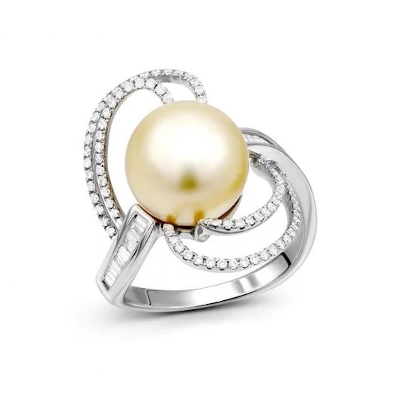 Modern Classic Diamond Mother of Pearl White 14k Gold Ring  for Her For Sale