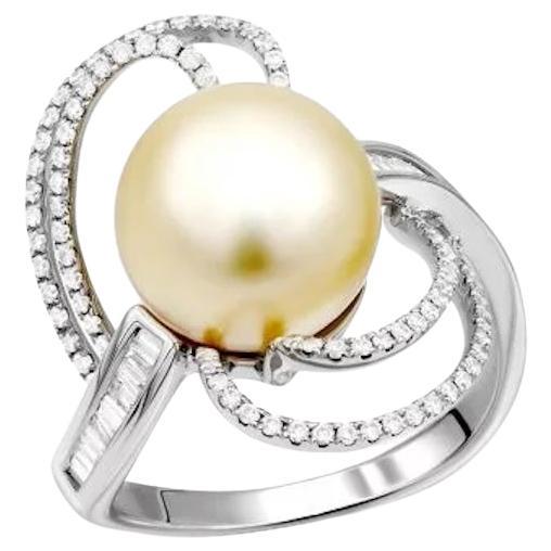 Klassischer Diamant Perlmutt Weiß 14k Gold Ring  für sie im Angebot