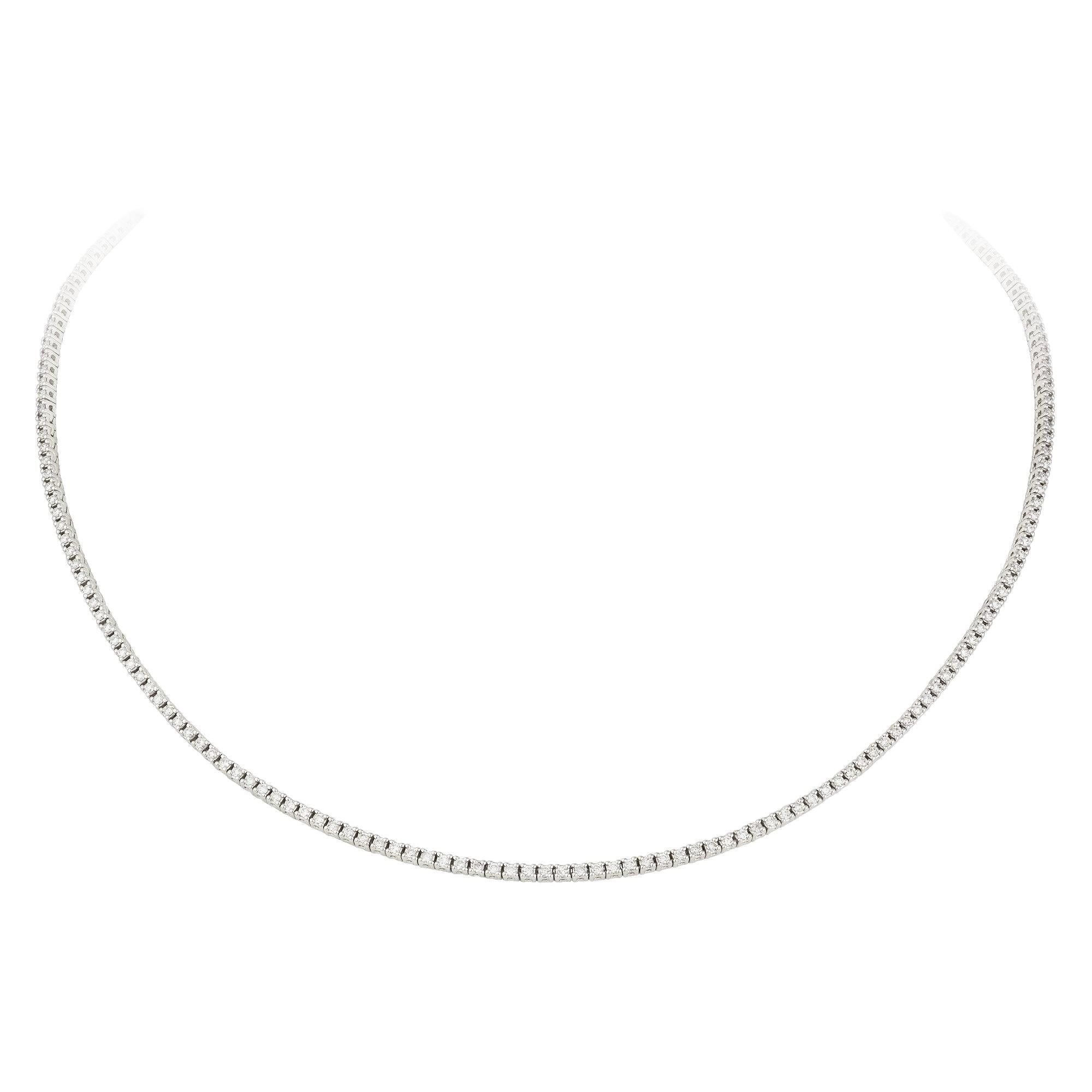 Classic Diamond Necklace 18K White Gold for Her For Sale