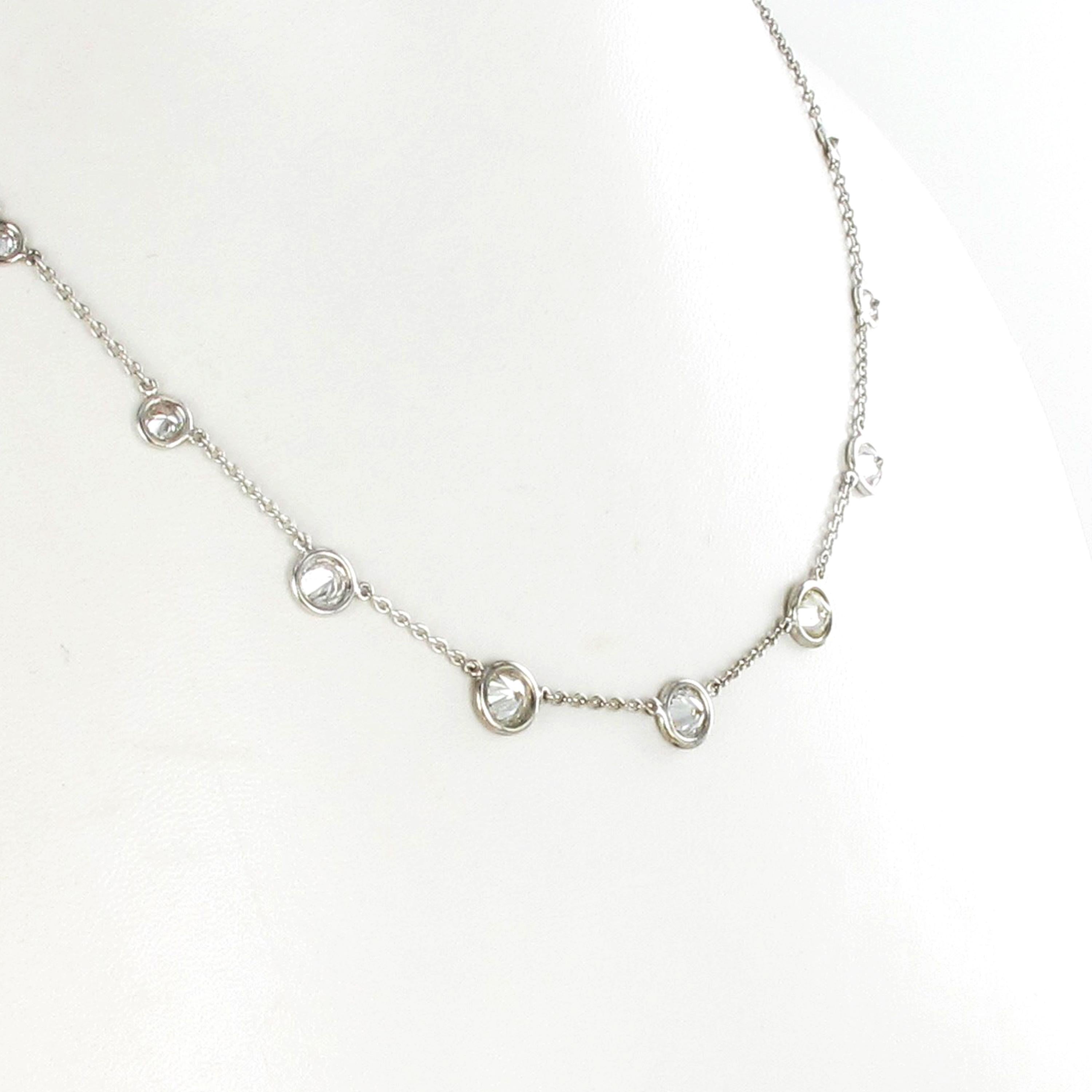 Classic Diamond Necklace in 18 Karat White Gold For Sale 2