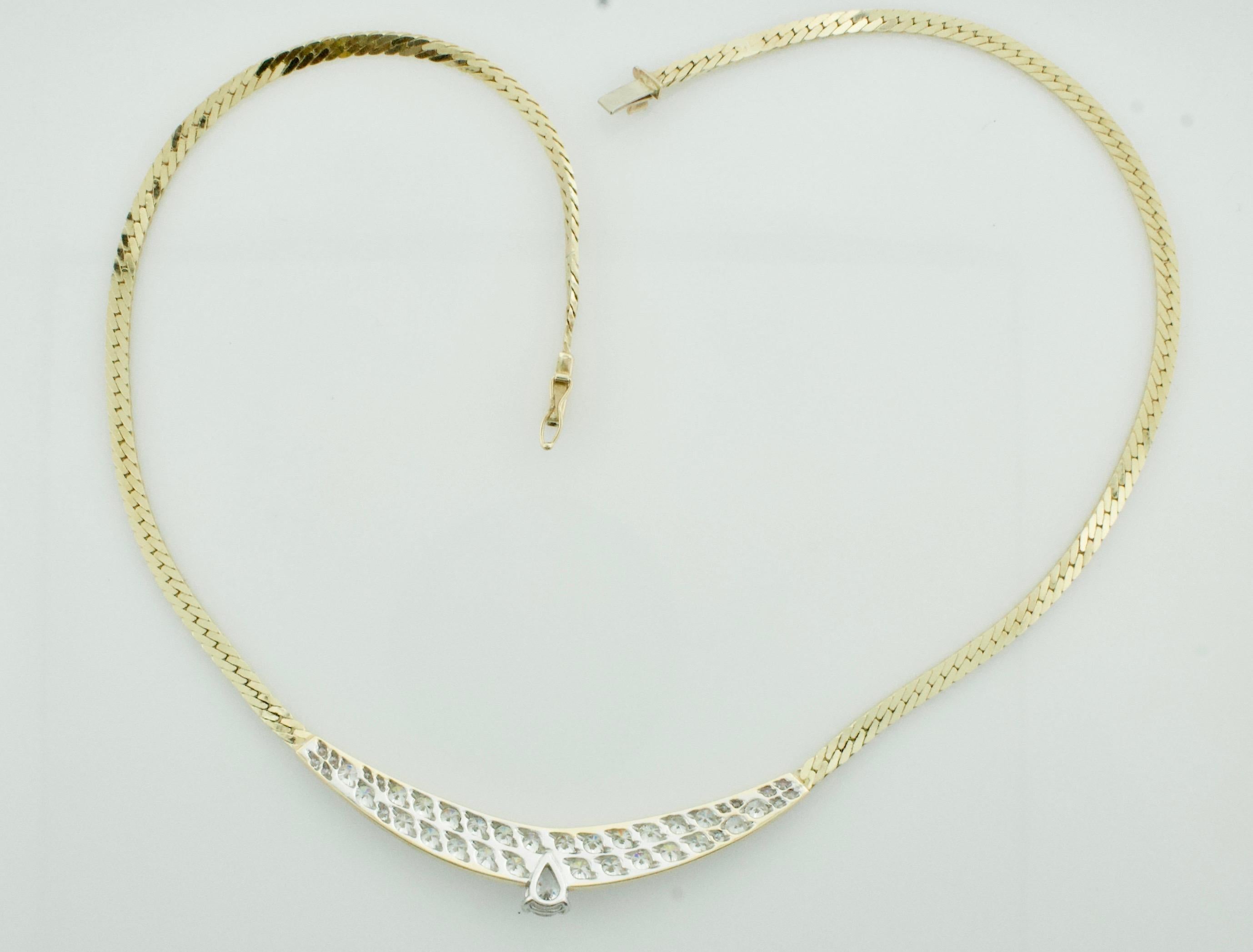Vintage 1960s Diamond Necklace in White & Yellow Gold – 3.55 Carats Total For Sale 1