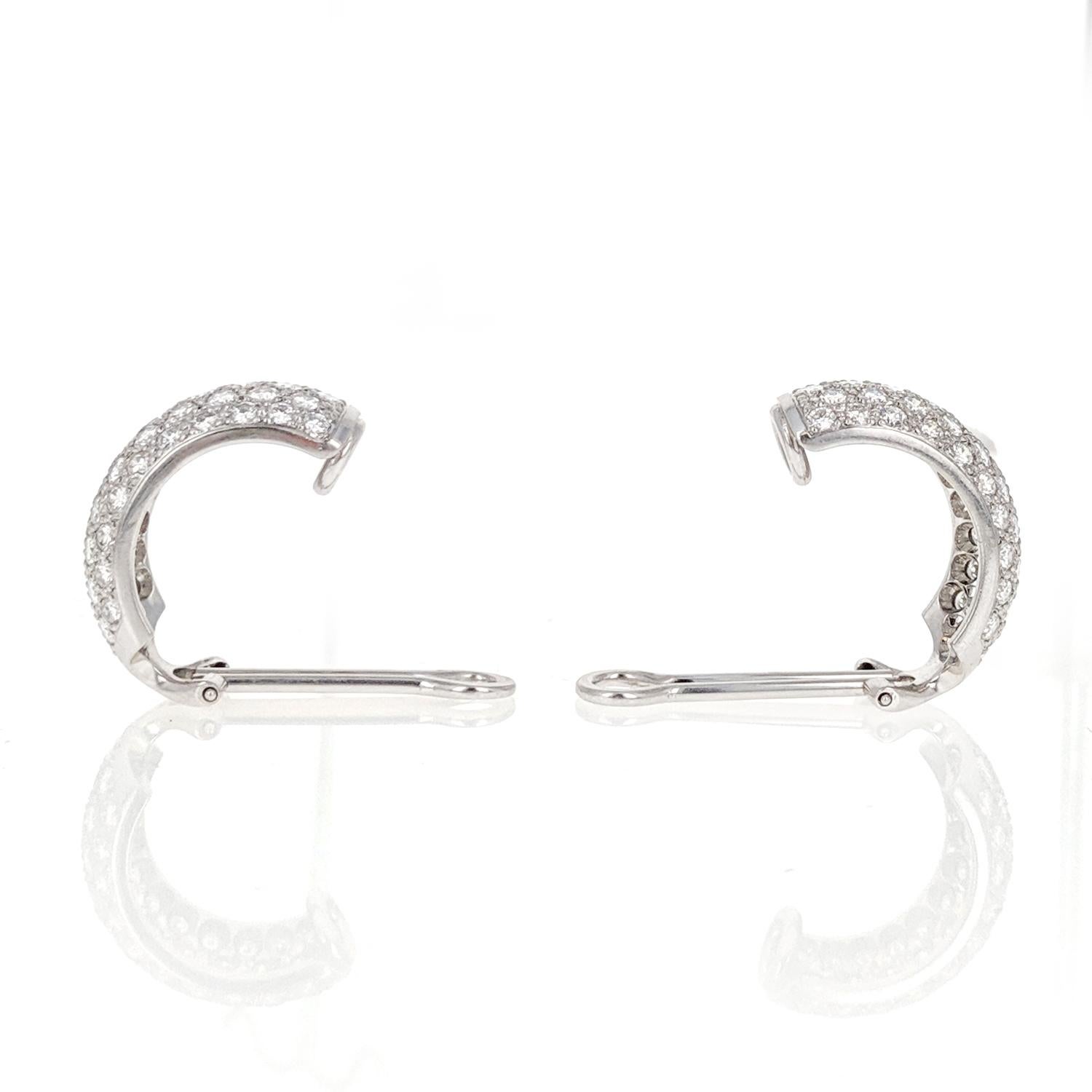Contemporary Diamond Pavé White Gold Half Hoop Clip Earrings