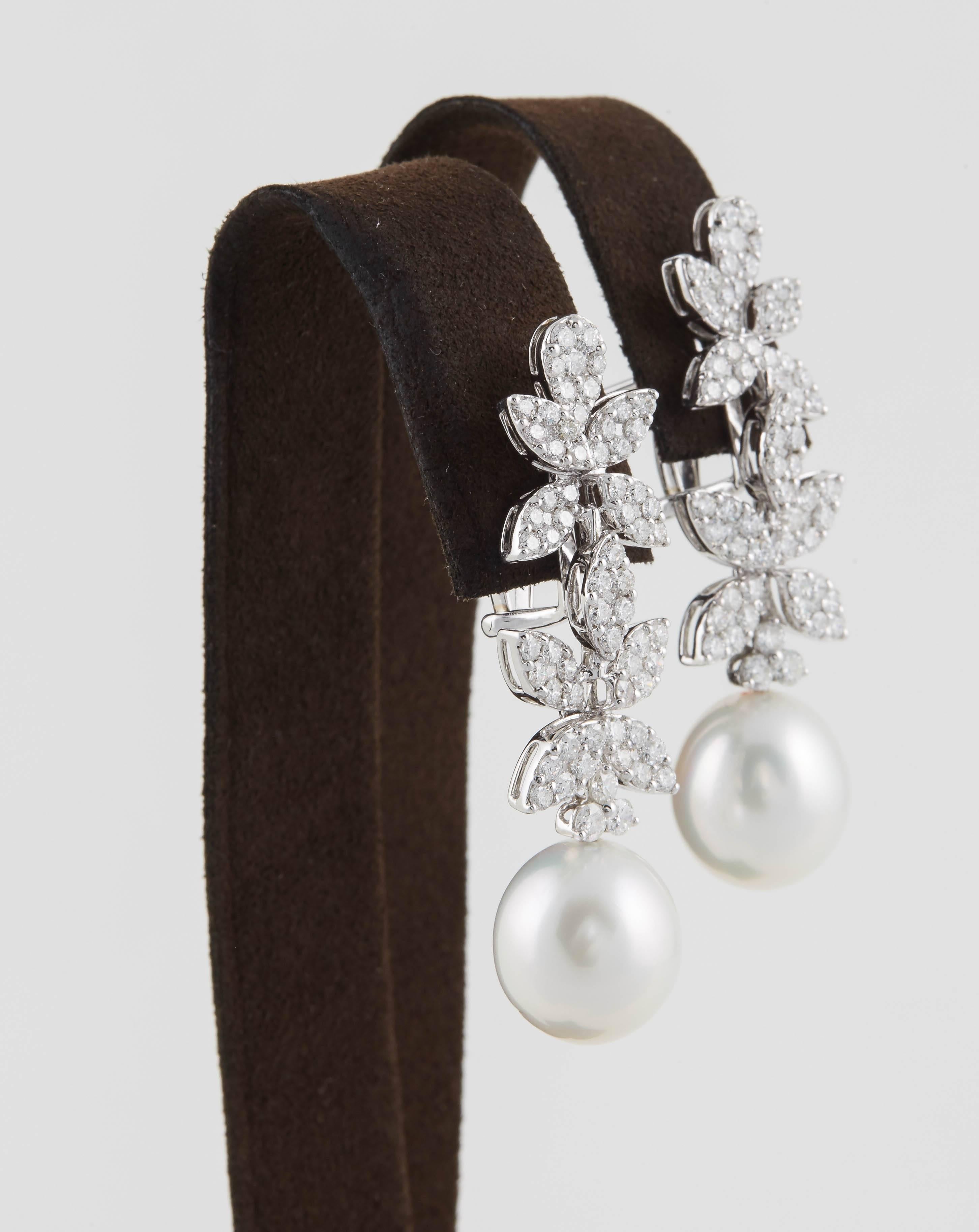 diamond and pearl drop earrings