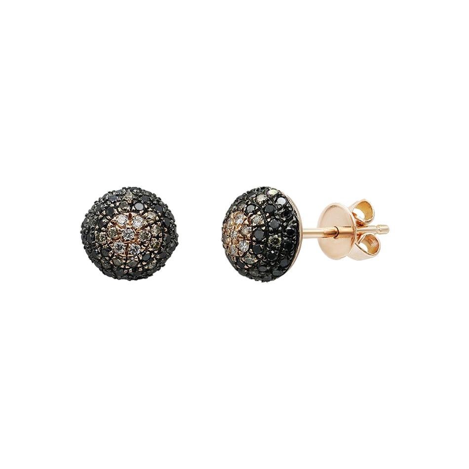 Classic Diamond Pink Gold Earrings For Sale