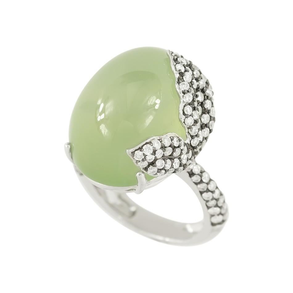 Weißer beeindruckender Diamant-Prenit-Ring (Moderne) im Angebot