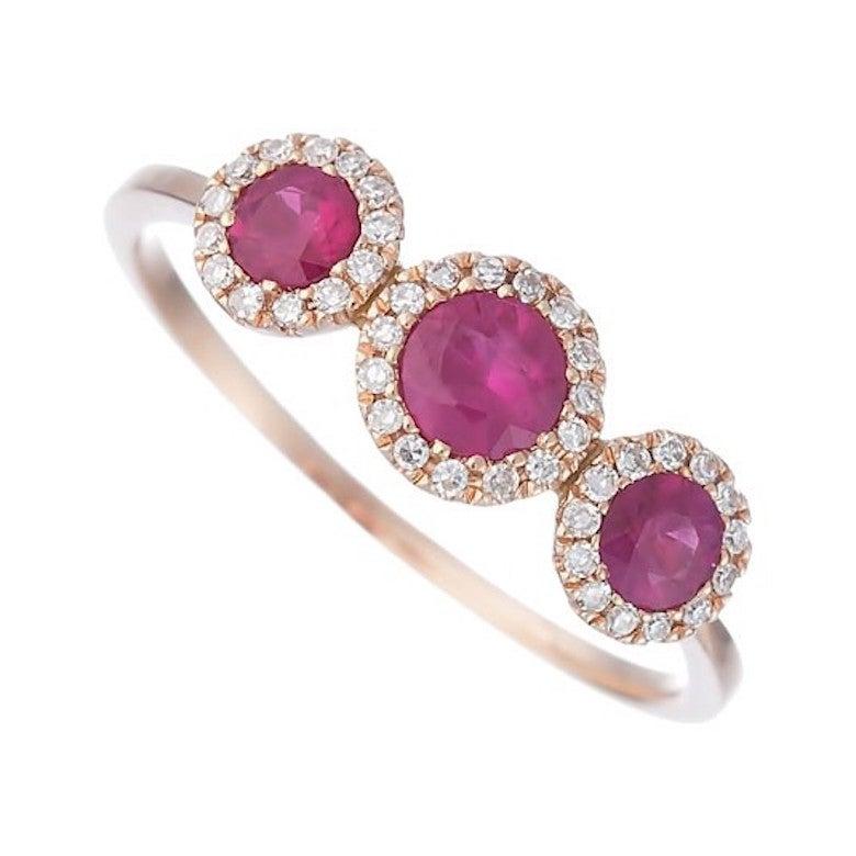 For Sale:  Classic Diamond Ruby Yellow Gold Ring 3