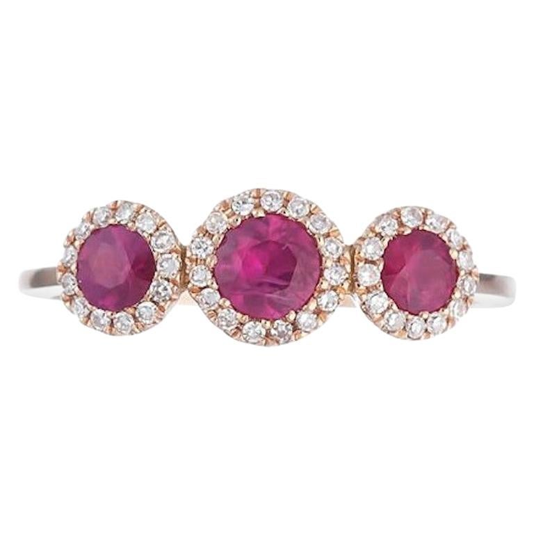 For Sale:  Classic Diamond Ruby Yellow Gold Ring