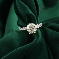 Classic Diamond Solitaire Ring 18K White Gold Engagement Ring for Women