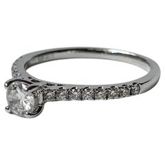 Classic Diamond Solitaire Ring with Diamond Shoulders 18k White Gold 0.50ct
