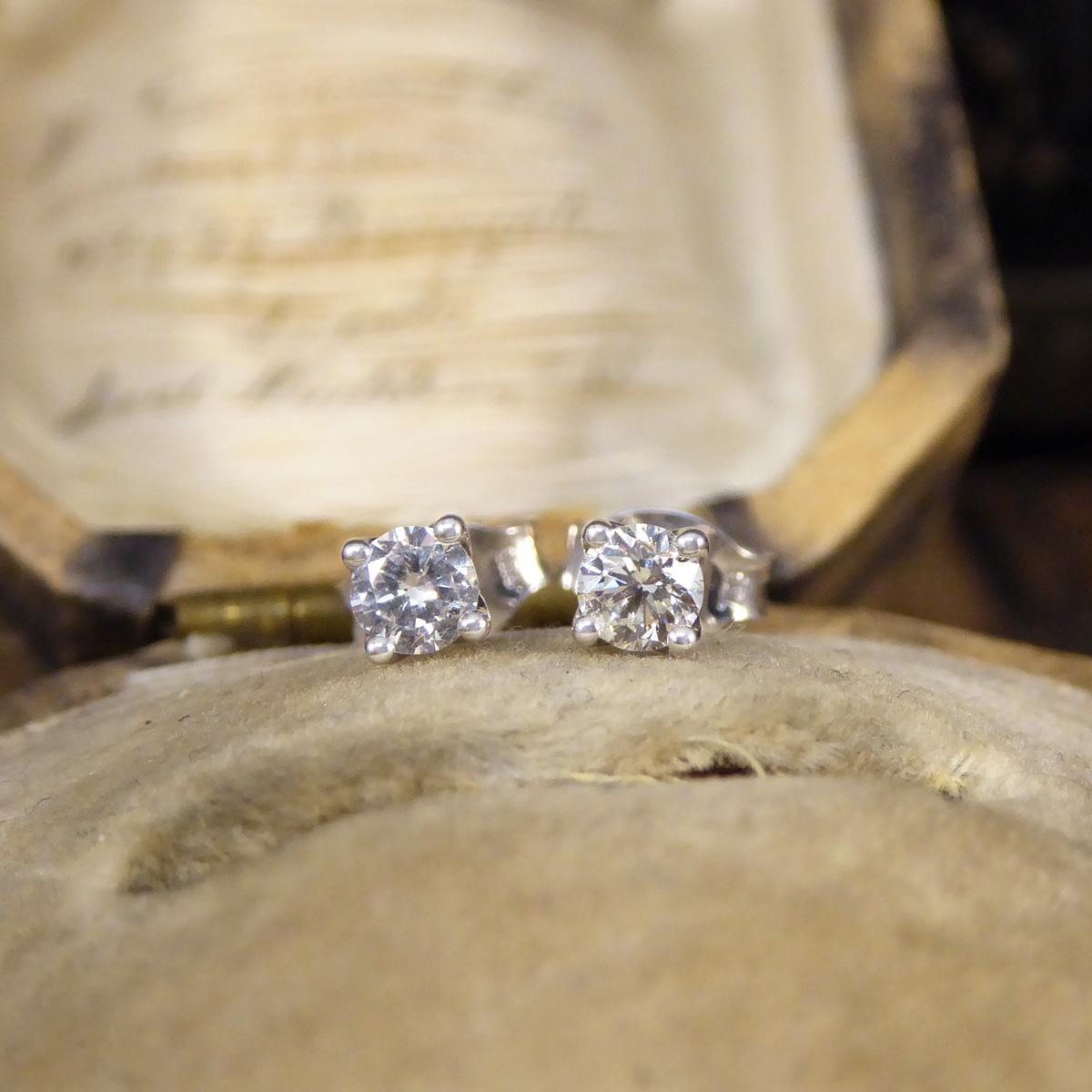 Classic Diamond Stud Earrings in 18ct White Gold 1