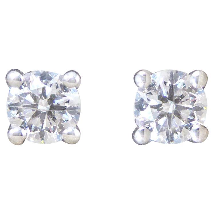 Classic Diamond Stud Earrings in 18ct White Gold For Sale