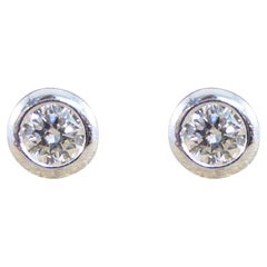 Classic Diamond Stud Earrings in 9ct White Gold Rub Over Setting