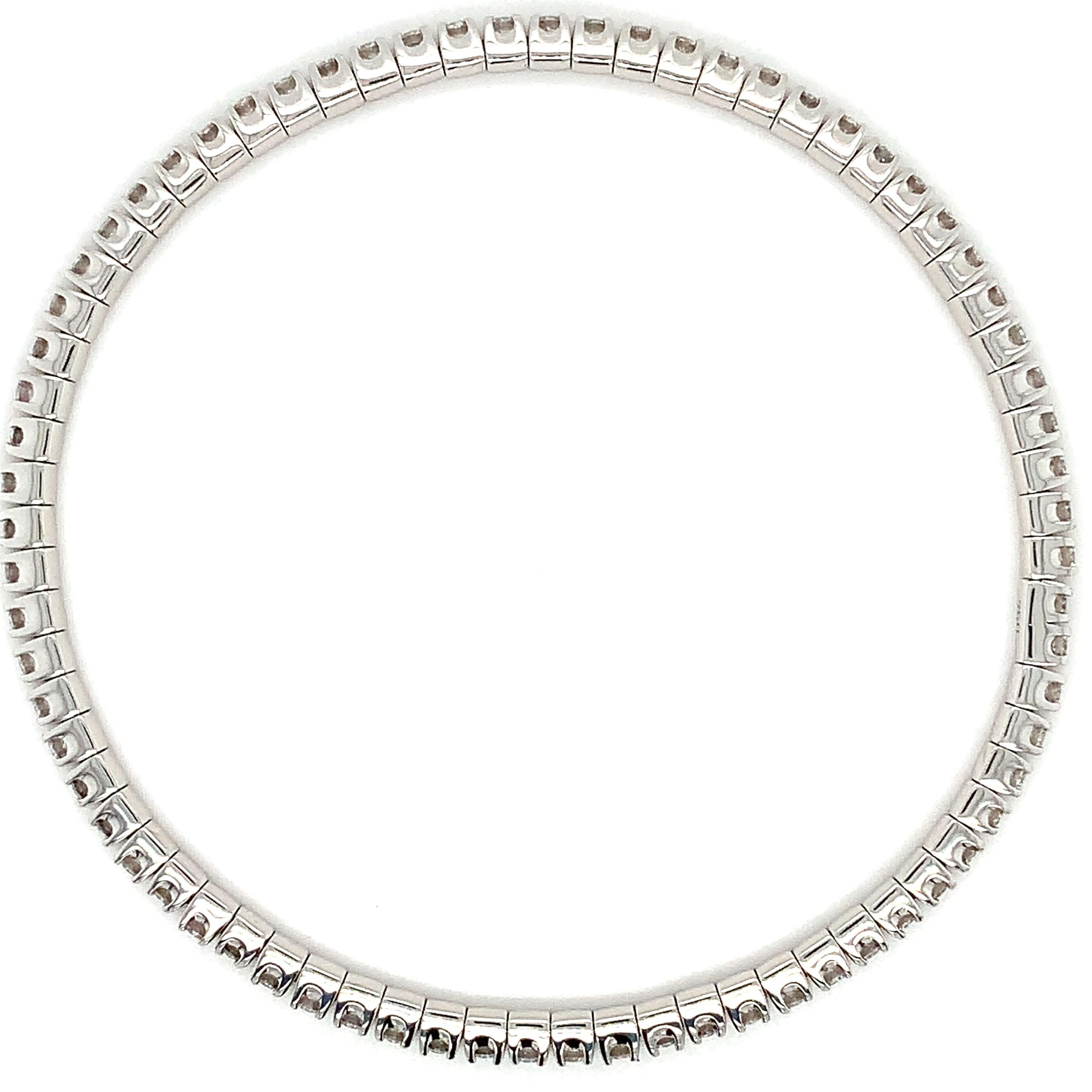 Classic Diamant-Tennisarmband dehnbar Stretch 18k Weißgold Damen im Angebot