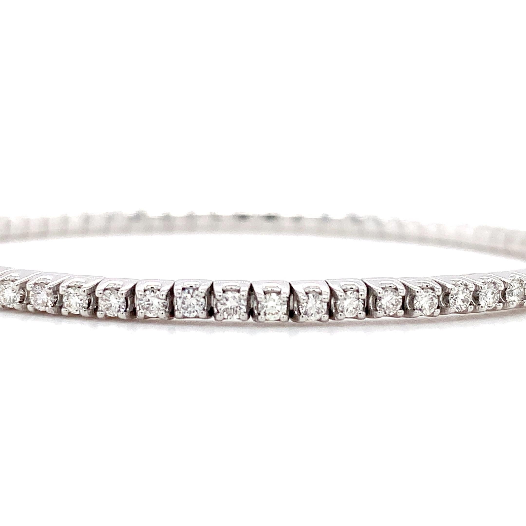 Classic Diamant-Tennisarmband dehnbar Stretch 18k Weißgold im Angebot 2