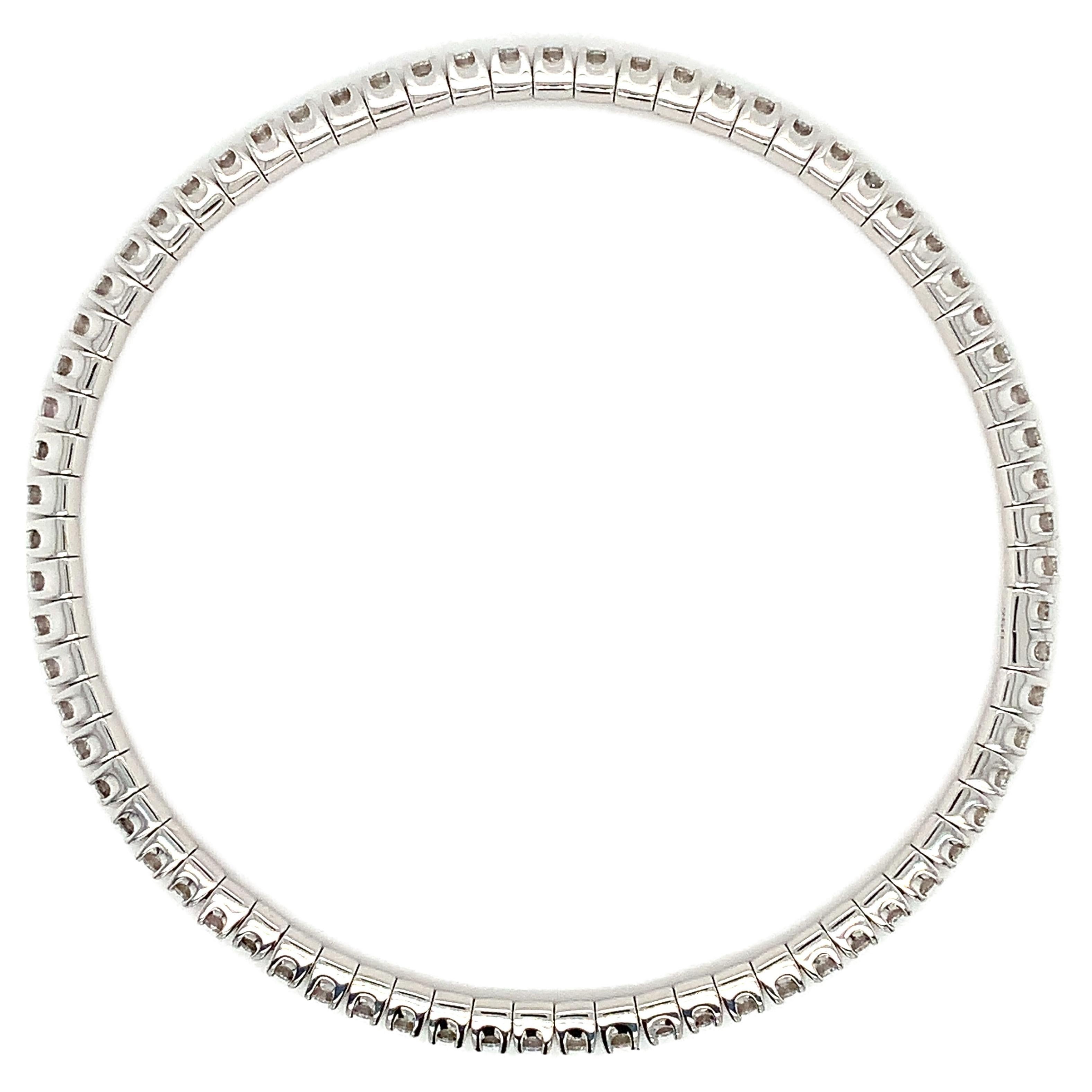 Classic Diamant-Tennisarmband dehnbar Stretch 18k Weißgold im Angebot