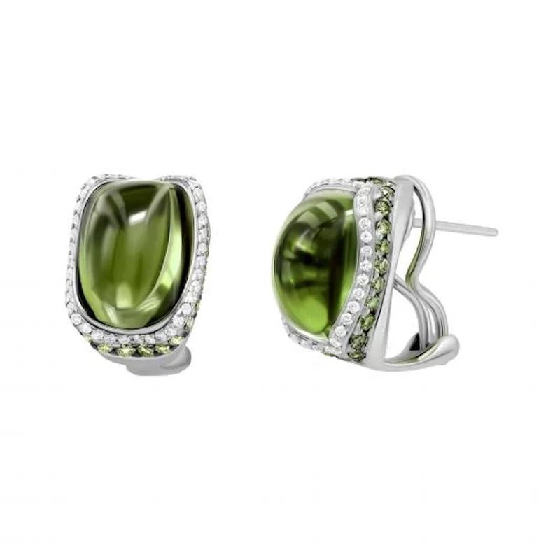 Taglio cuscino antico Diamante classico  Tsavorite, oro 18 carati, con chiusura a leva  Orecchini  per Lei in vendita