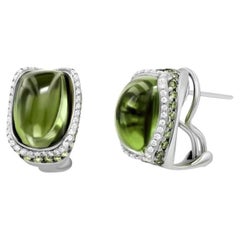 Diamante classico  Tsavorite, oro 18 carati, con chiusura a leva  Orecchini  per Lei