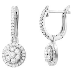 Boucles d'oreilles classiques pour elle en or 14k et diamants blancs