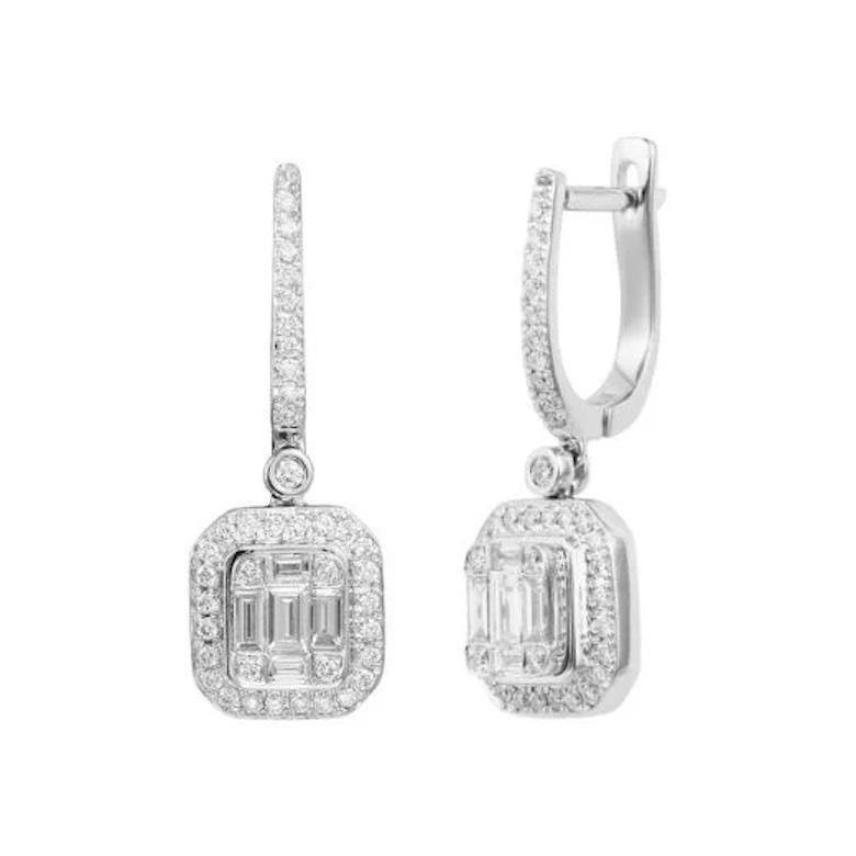 Round Cut Classic Diamond White 14k Gold Earrings Lever-Back  for Her For Sale