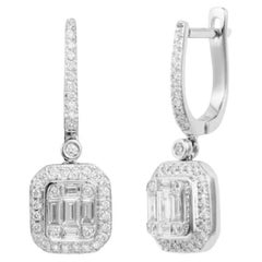 Classic Diamond White 14k Gold Earrings Lever-Back  for Her