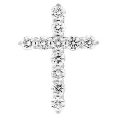 Ciondolo classico in oro bianco 14k con diamante per lei