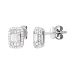 Classic Diamond White 14k Gold Stud Earrings for Her