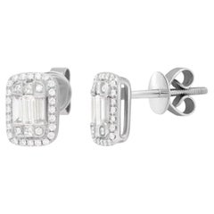 Boucles d'oreilles classiques en or 14k avec diamants blancs  pour elle