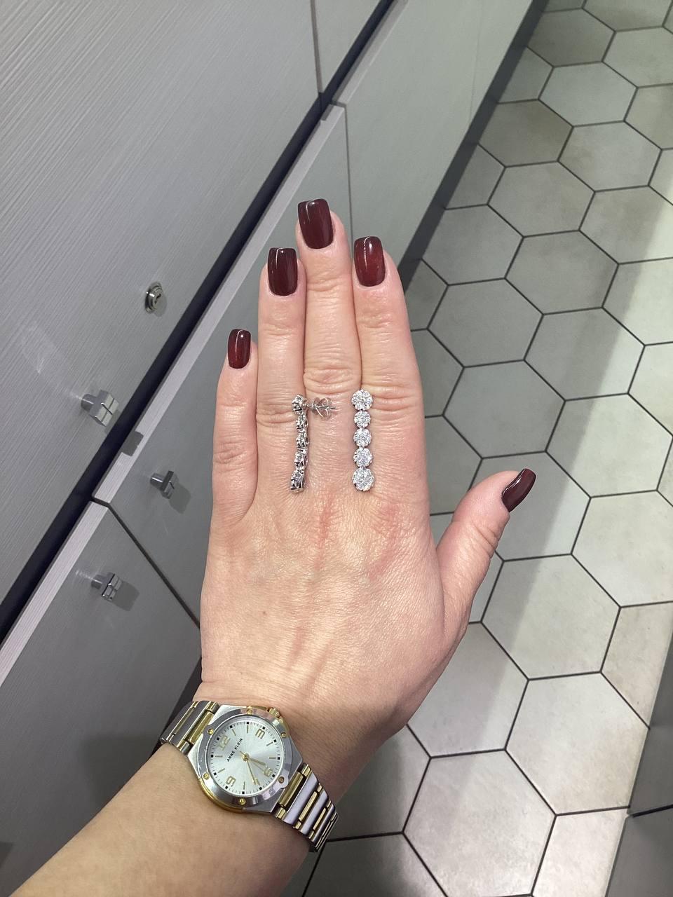 Modern Classic Diamond White 18K Gold Stud Dangle Earrings for Her For Sale