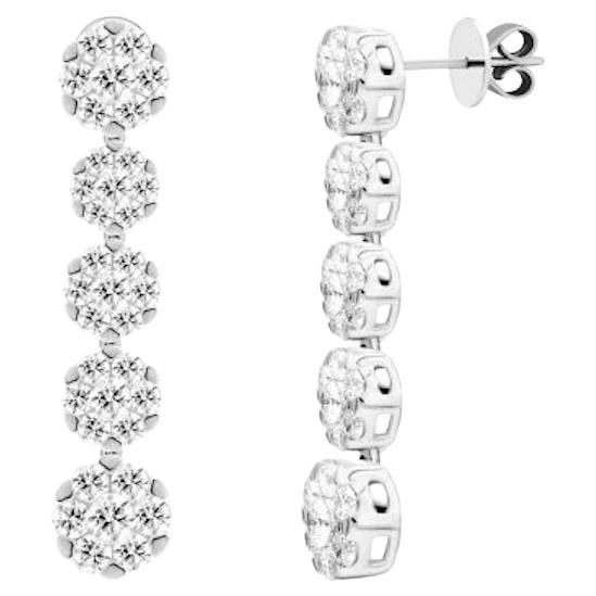 Modern Classic Diamond White 18K Gold Stud Dangle Earrings for Her For Sale