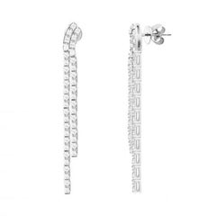 Classic Diamond White 18K Gold Stud Dangle Earrings for Her