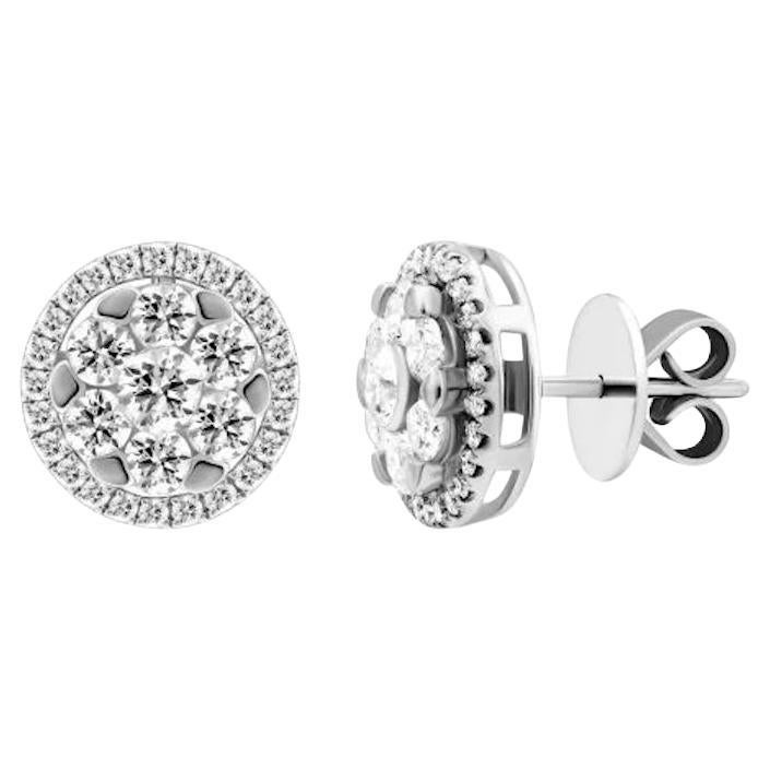 Antique Cushion Cut Classic Diamond White 18K Gold Stud Dangle Earrings for Her For Sale