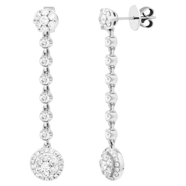 Classic Diamond White 18K Gold Stud Dangle Earrings for Her For Sale