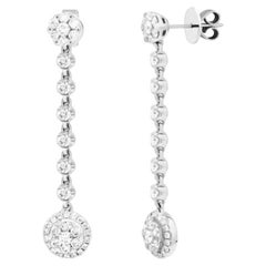 Classic Diamond White Gold 18K Stud Dangle Ears for Her (Boucles d'oreilles pendantes en or 18K)