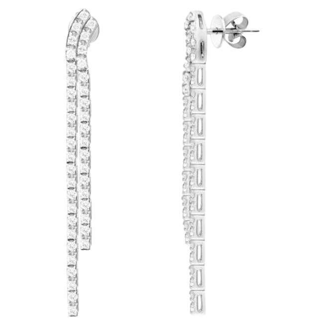 Classic Diamond White 18K Gold Stud Dangle Earrings for Her