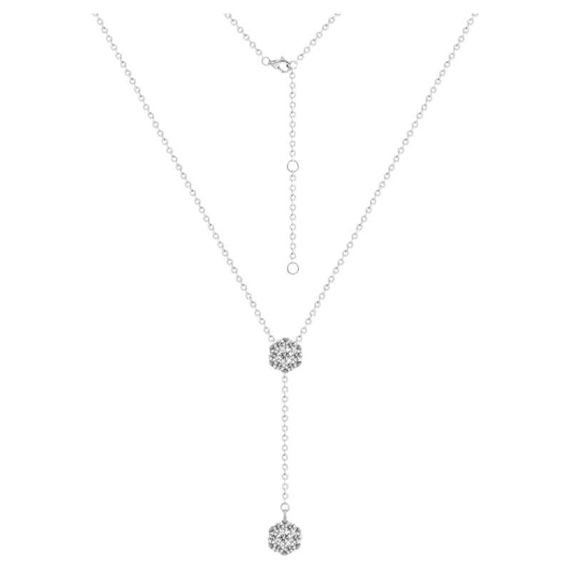 Classic Diamond White 18K Gold Tie Style Necklace for Her