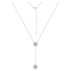 Classic Diamond White 18K Gold Tie Style Necklace for Her