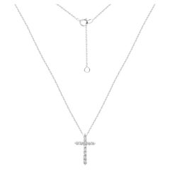 Classic Diamond White 18K Gold Tie Style Necklace for Her