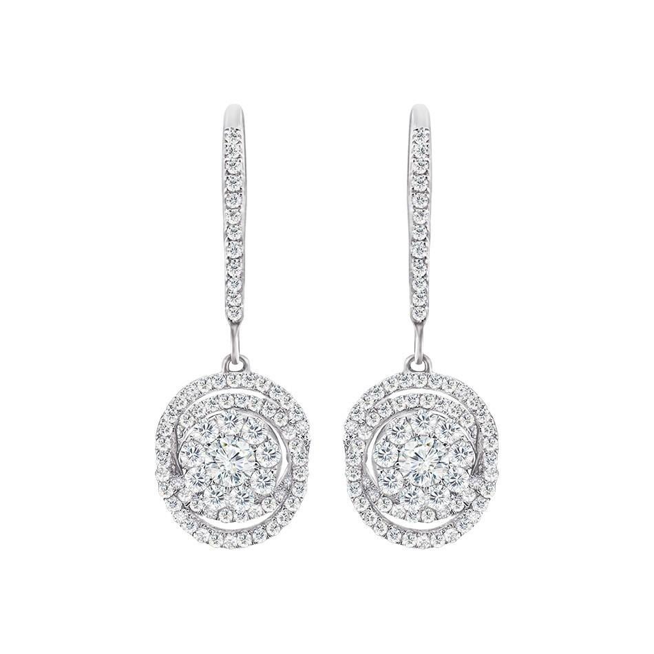 Modern Classic Diamond White Gold Dangle Earrings For Sale