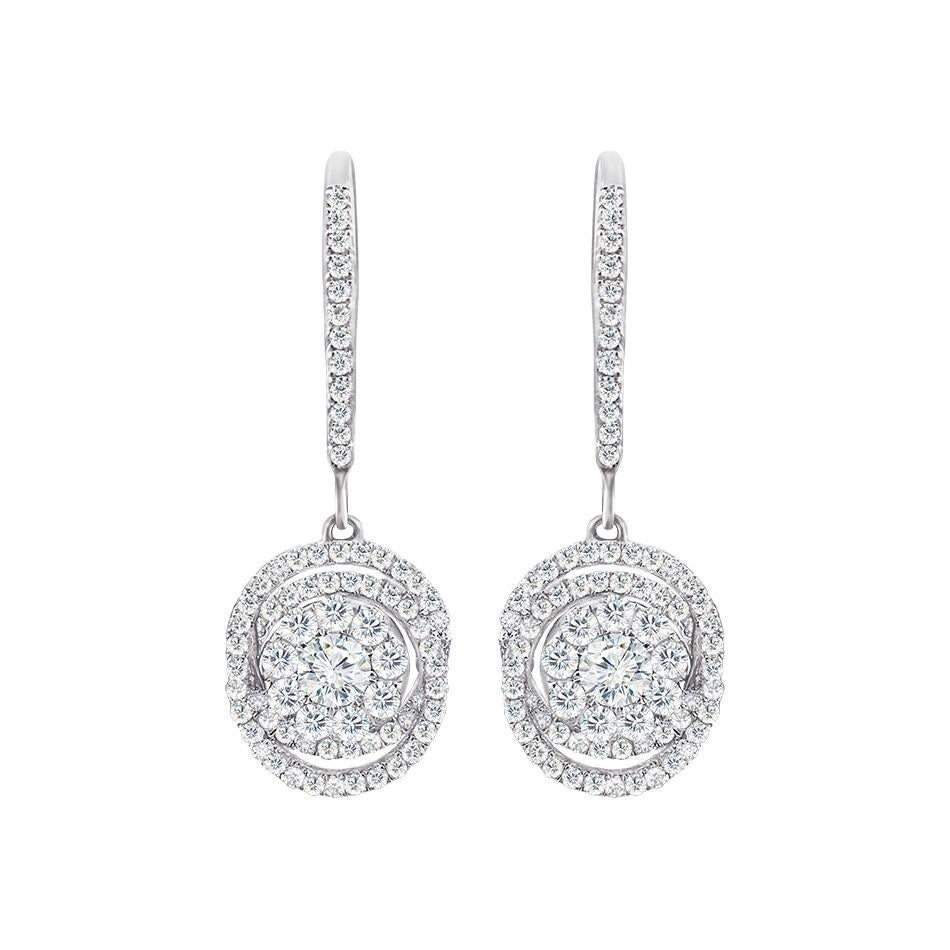 Modern Classic Diamond White Gold Dangle Earrings For Sale