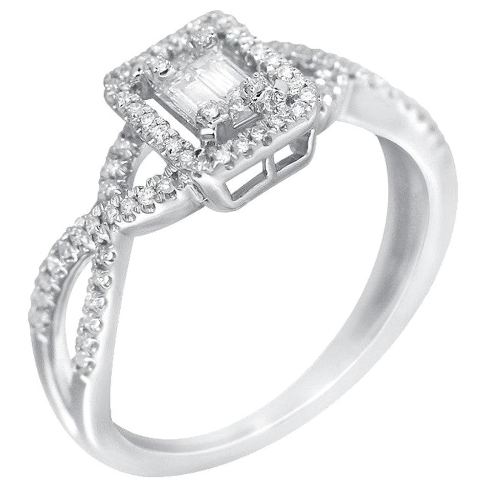 Classic Diamond White Gold Ring For Sale