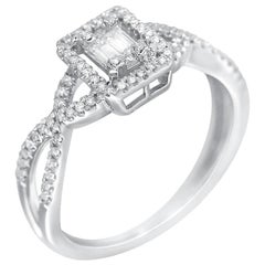 Anillo Clásico Diamante Oro Blanco