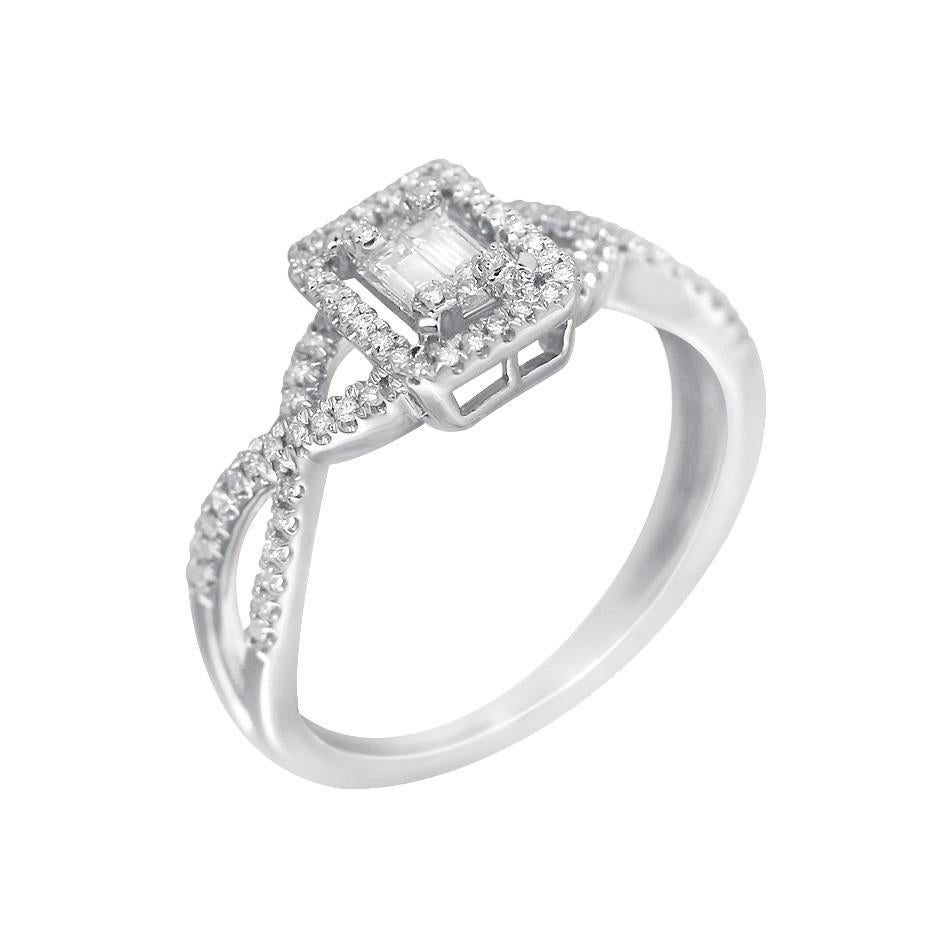 Round Cut Classic Diamond White Gold Stud Earrings For Sale