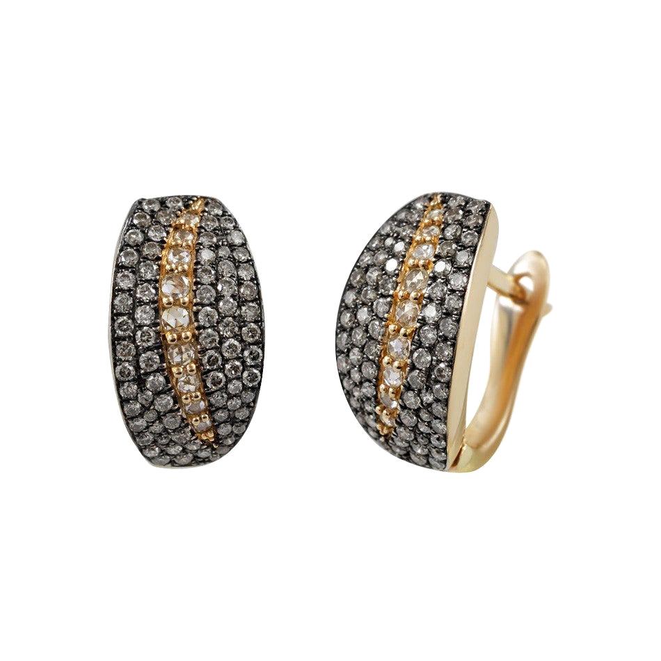 Classic Diamond Yellow Gold Earrings For Sale