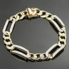 Bracciale classico da uomo A Link con diamante in oro giallo, lunghezza 8,5