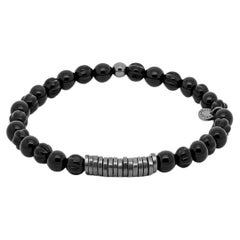 Klassisches klassisches Scheibenarmband mit Achat und rhodiniertem Silber, Größe L