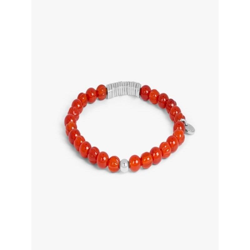 Classic Discs Bracelet with Carnelian and Sterling Silver, Size M In New Condition For Sale In Fulham business exchange, London