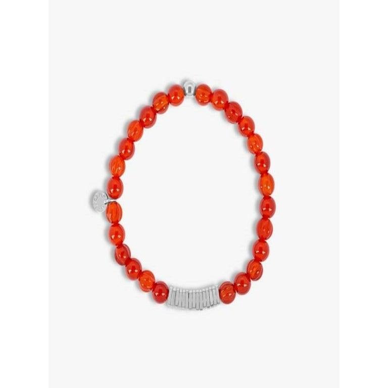 Women's Classic Discs Bracelet with Carnelian and Sterling Silver, Size M For Sale
